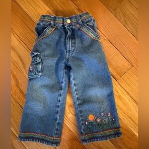 Vintage y2k 90s embroidered toddler girl jeans 2T